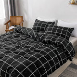 Triogift White on Black Grid Bedding Set