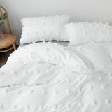 Triogift White Pom Pom Bedding Set